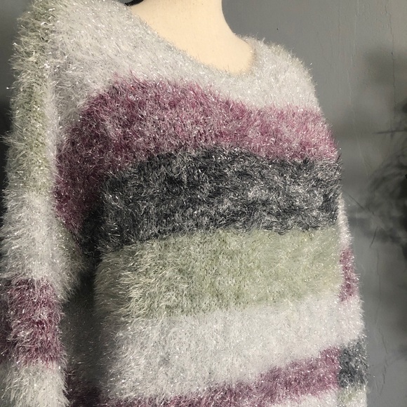 WILD FABLE Fuzzy Purple Glitter Long Sleeve Sweatr - Picture 2 of 5